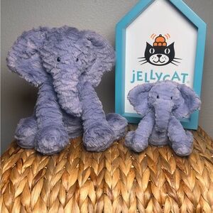 Jellycat Med Fuddlewuddle Elephant with Baby Fuddlewuddle Elephant.   Both BNWT
